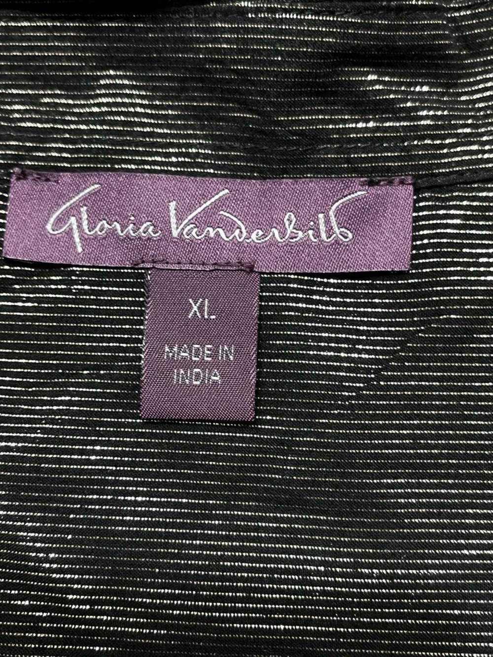 Gloria Vanderbilt Shimmery Black Button-Front Shirt - Picture 6 of 8